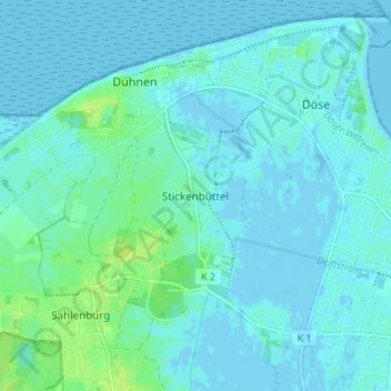 Mappa topografica Stickenbüttel, altitudine, rilievo