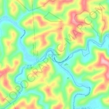 Mappa topografica Stumptown, altitudine, rilievo