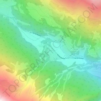 Mappa topografica Fuldera, altitudine, rilievo