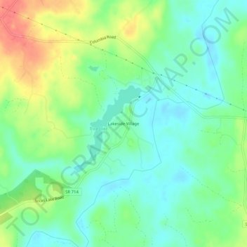 Mappa topografica Lakeside Village, altitudine, rilievo