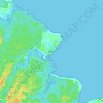 Mappa topografica Poona, altitudine, rilievo
