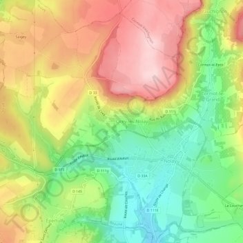Mappa topografica Le Grand Cirey, altitudine, rilievo