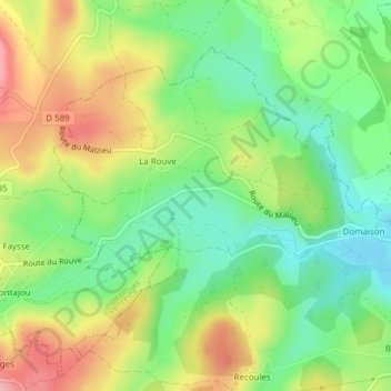 Mappa topografica Les Termes, altitudine, rilievo