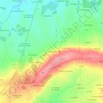 Mappa topografica La Haute Garde, altitudine, rilievo