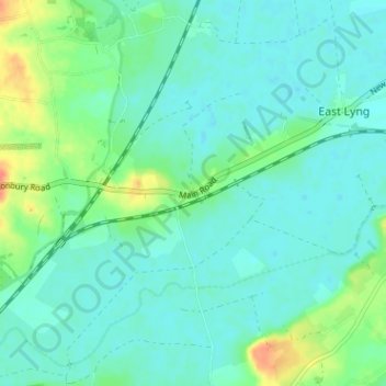 Mappa topografica West Lyng, altitudine, rilievo