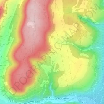 Mappa topografica Concœur, altitudine, rilievo