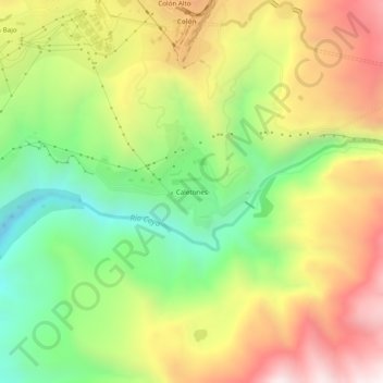 Mappa topografica Caletones, altitudine, rilievo