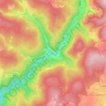 Mappa topografica Au, altitudine, rilievo