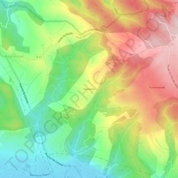 Mappa topografica Vermeils, altitudine, rilievo
