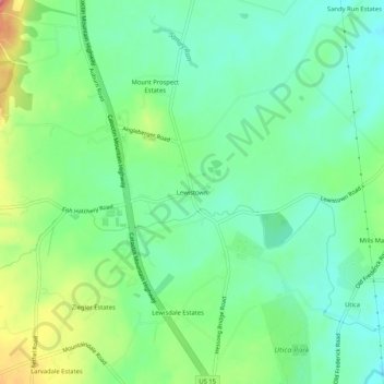 Mappa topografica Lewistown, altitudine, rilievo