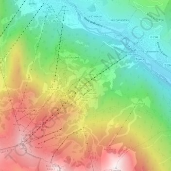 Mappa topografica Serre Ratier, altitudine, rilievo