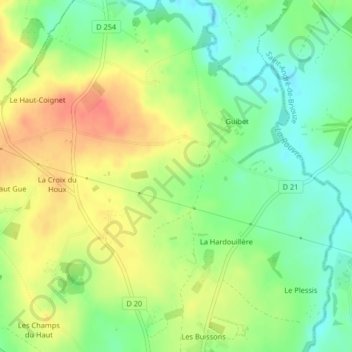 Mappa topografica Les Roches, altitudine, rilievo
