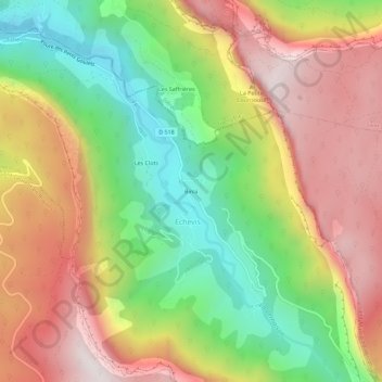 Mappa topografica Binla, altitudine, rilievo