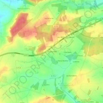 Mappa topografica La Touchardière, altitudine, rilievo
