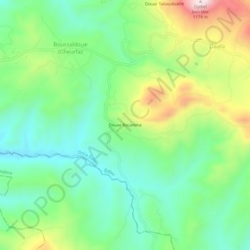 Mappa topografica Douar Bousnina, altitudine, rilievo