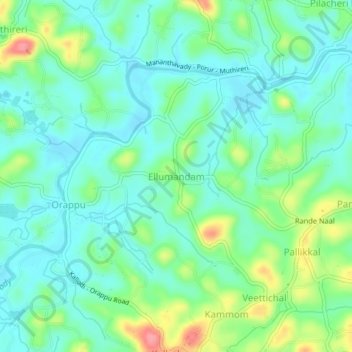 Mappa topografica Ellumandam, altitudine, rilievo