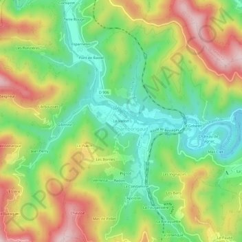 Mappa topografica Le Vallon, altitudine, rilievo
