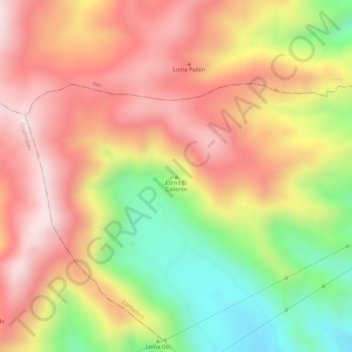 Mappa topografica Loma El Caliente, altitudine, rilievo