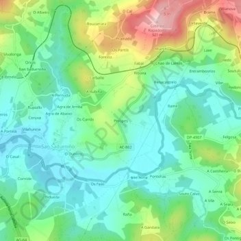 Mappa topografica Prospes, altitudine, rilievo