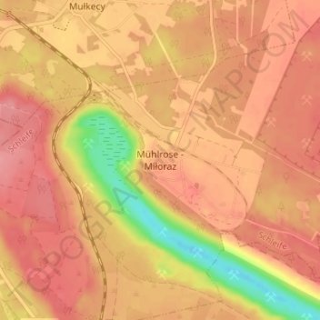 Mappa topografica Mühlrose - Miłoraz, altitudine, rilievo