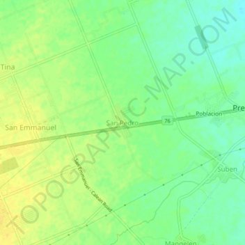 Mappa topografica San Pedro, altitudine, rilievo
