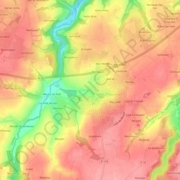 Mappa topografica Bon Repos, altitudine, rilievo