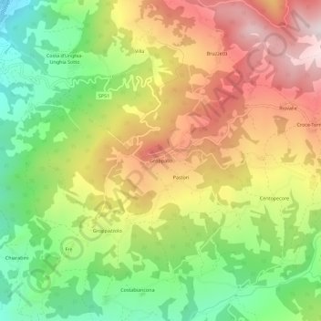 Mappa topografica Groppallo, altitudine, rilievo
