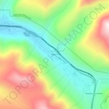 Mappa topografica Bighorn, altitudine, rilievo