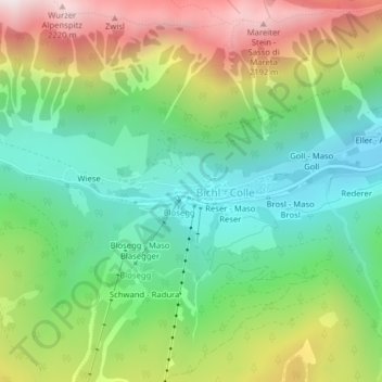 Mappa topografica Innerratschings, altitudine, rilievo