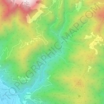 Mappa topografica Tagliaretto, altitudine, rilievo