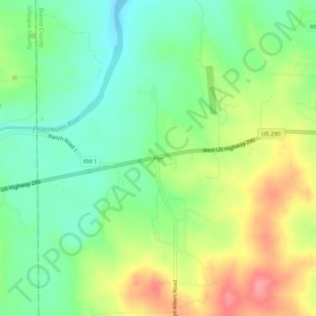 Mappa topografica Hye, altitudine, rilievo