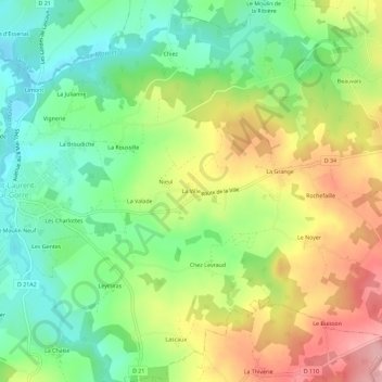 Mappa topografica La Ville, altitudine, rilievo