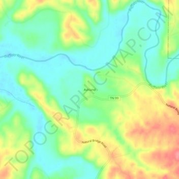 Mappa topografica Ashland, altitudine, rilievo
