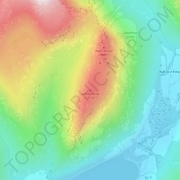 Mappa topografica Yewbarrow, altitudine, rilievo