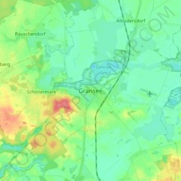 Mappa topografica Gransee, altitudine, rilievo