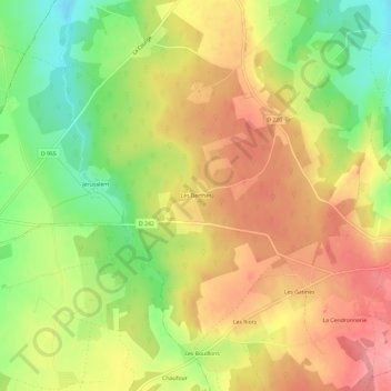 Mappa topografica Les Berthes, altitudine, rilievo