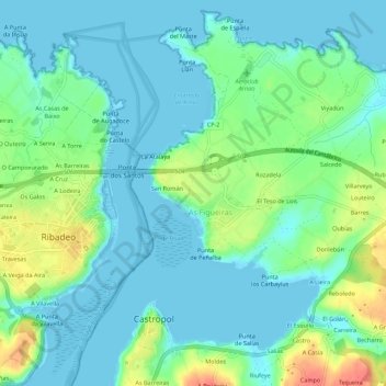 Mappa topografica Granda, altitudine, rilievo