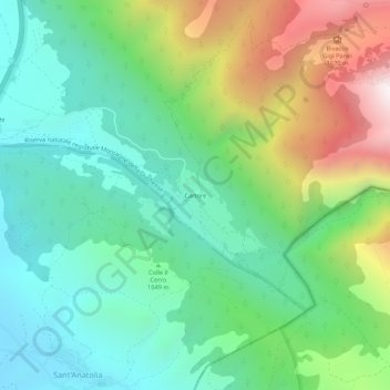 Mappa topografica Cartore, altitudine, rilievo
