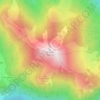 Mappa topografica Le Môle, altitudine, rilievo