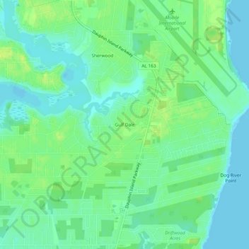 Mappa topografica Gulf Dale, altitudine, rilievo