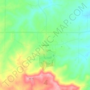 Mappa topografica New Hope, altitudine, rilievo