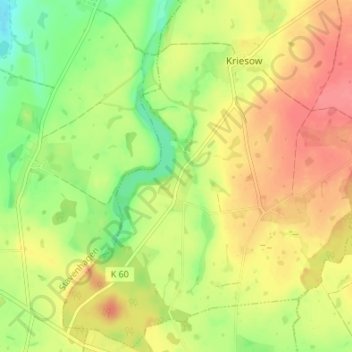Mappa topografica Tüzen, altitudine, rilievo