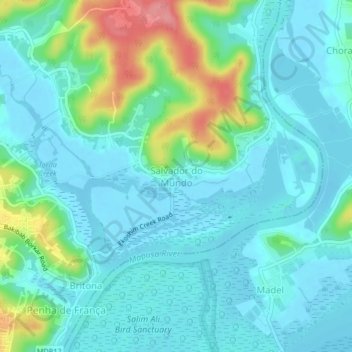 Mappa topografica Salvador do Mundo, altitudine, rilievo