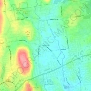 Mappa topografica Edgewood, altitudine, rilievo