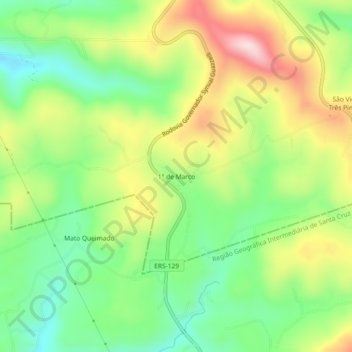 Mappa topografica 1° de Março, altitudine, rilievo
