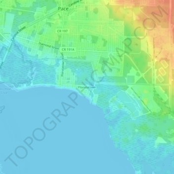 Mappa topografica Floridatown, altitudine, rilievo