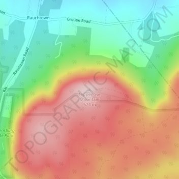 Mappa topografica Nippenose Mountain, altitudine, rilievo