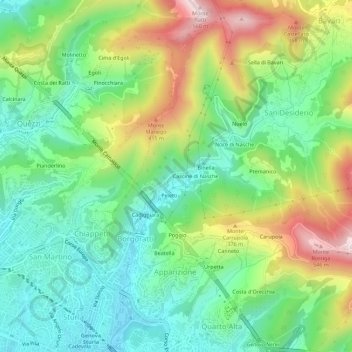 Mappa topografica Maccagno, altitudine, rilievo