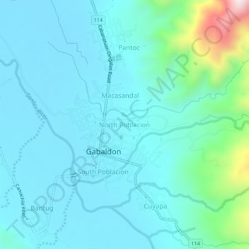Mappa topografica North Poblacion, altitudine, rilievo