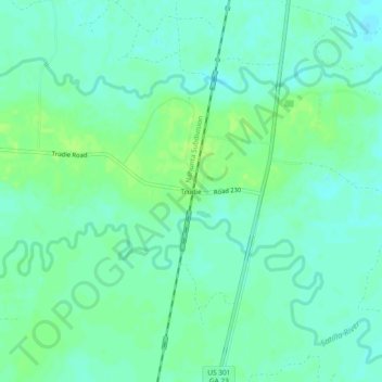 Mappa topografica Trudie, altitudine, rilievo